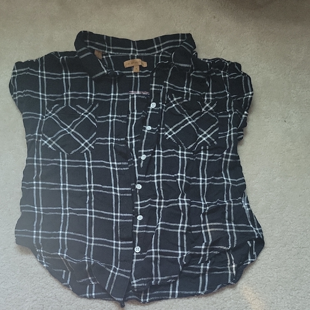 JACHS Girlfriend Black and White Plaid Button Down Shirt